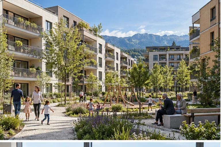Ensemble résidentiel paysager destiné à différents ménages