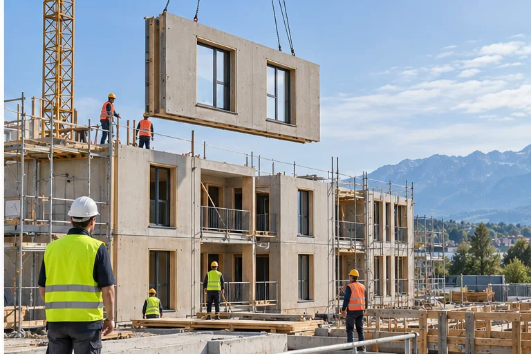 Visualizzazione concettuale di un cantiere residenziale
